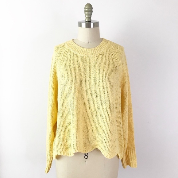 Stitch Fix Butter Yellow Scallop Hem Cropped Sweater Cute Pastel Buttercup - Picture 1 of 7
